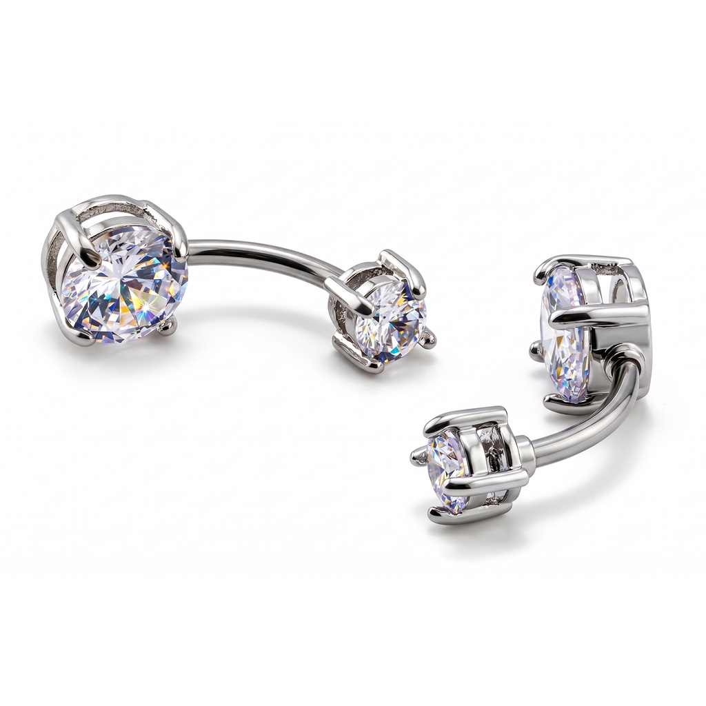Titanium G23 Belly Button Banana in Fashion Design - CC Crystal Clear -14GA(1.6mm) 