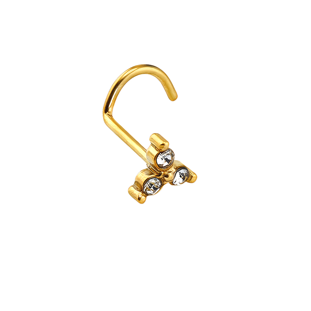 Titanium G23 Gold Ti-PVD Coated Nose ring spiral with Crystal Triangle