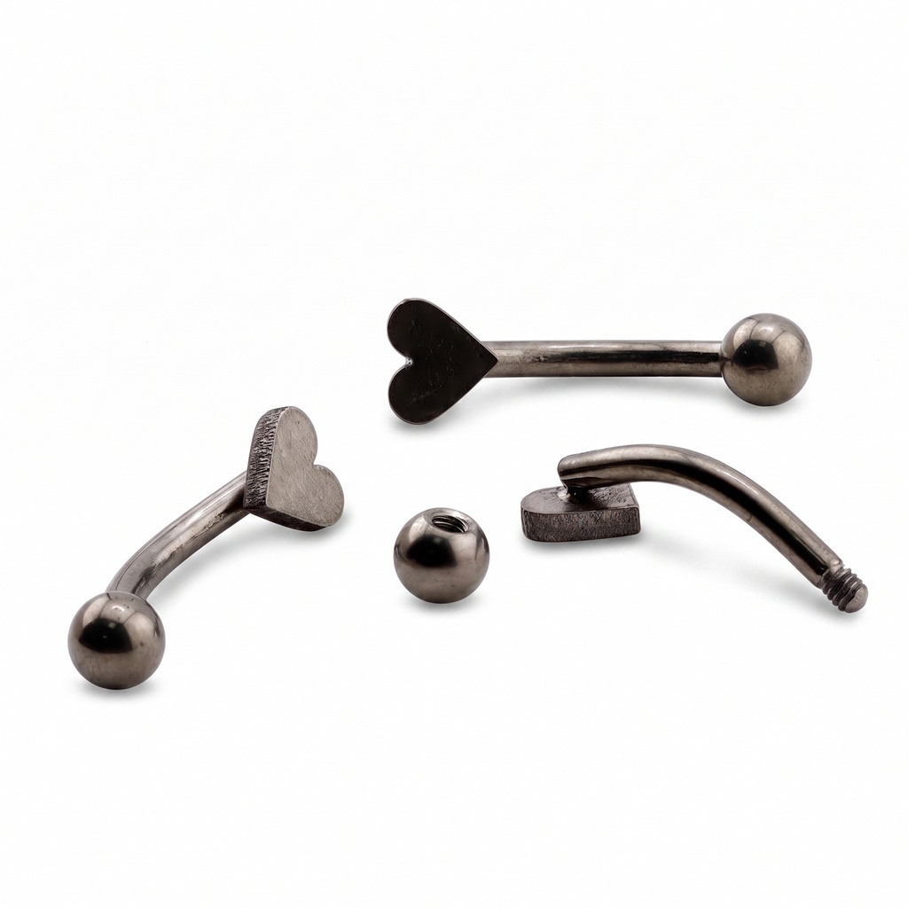Titanium G23 Eyebrow Bananabell in Heart Design  