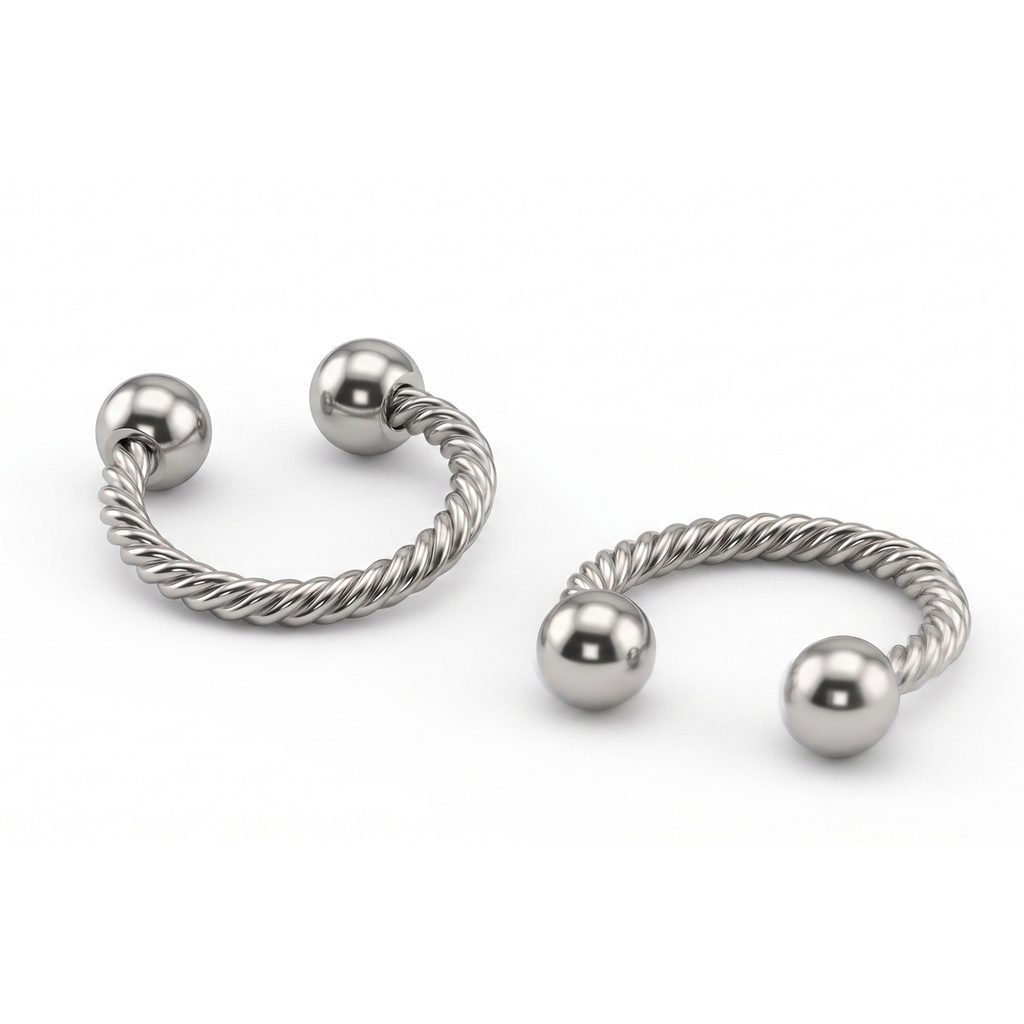 Steel 316L Twisted Circular Barbell with Plain Screwball