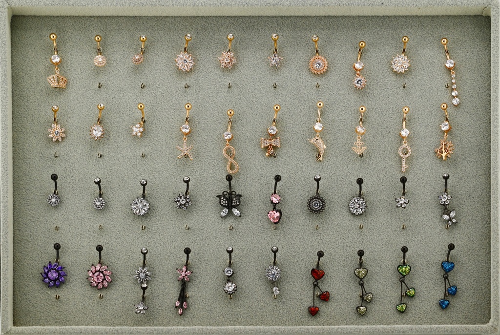 Steel 316L  Rose Gold & Black Ti-PVD Coated Belly Button Bananabell Set