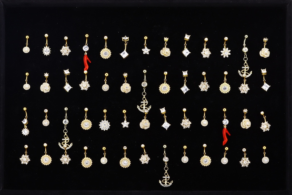 Steel 316L Gold Ti-PVD Coated Belly Button Bananabell Set
