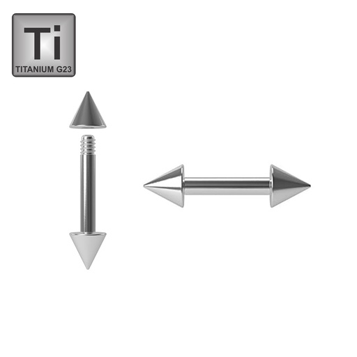 Titanium G23 Barbell with Cones - 16GA(1.2mm)