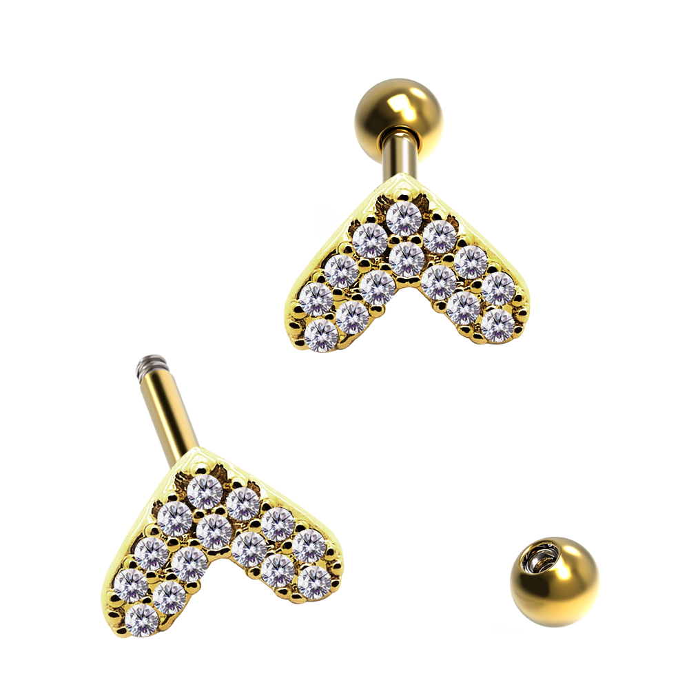 Steel 316L Barbell in Fashion Design with Crystals - CC Crystal Clear