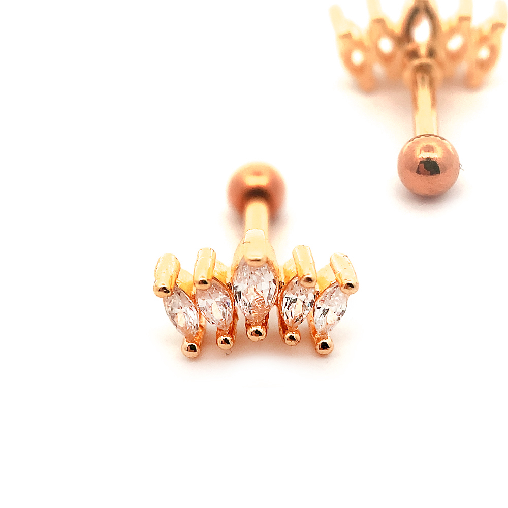 Steel 316L Barbell in Fashion Design with Crystals - CC Crystal Clear