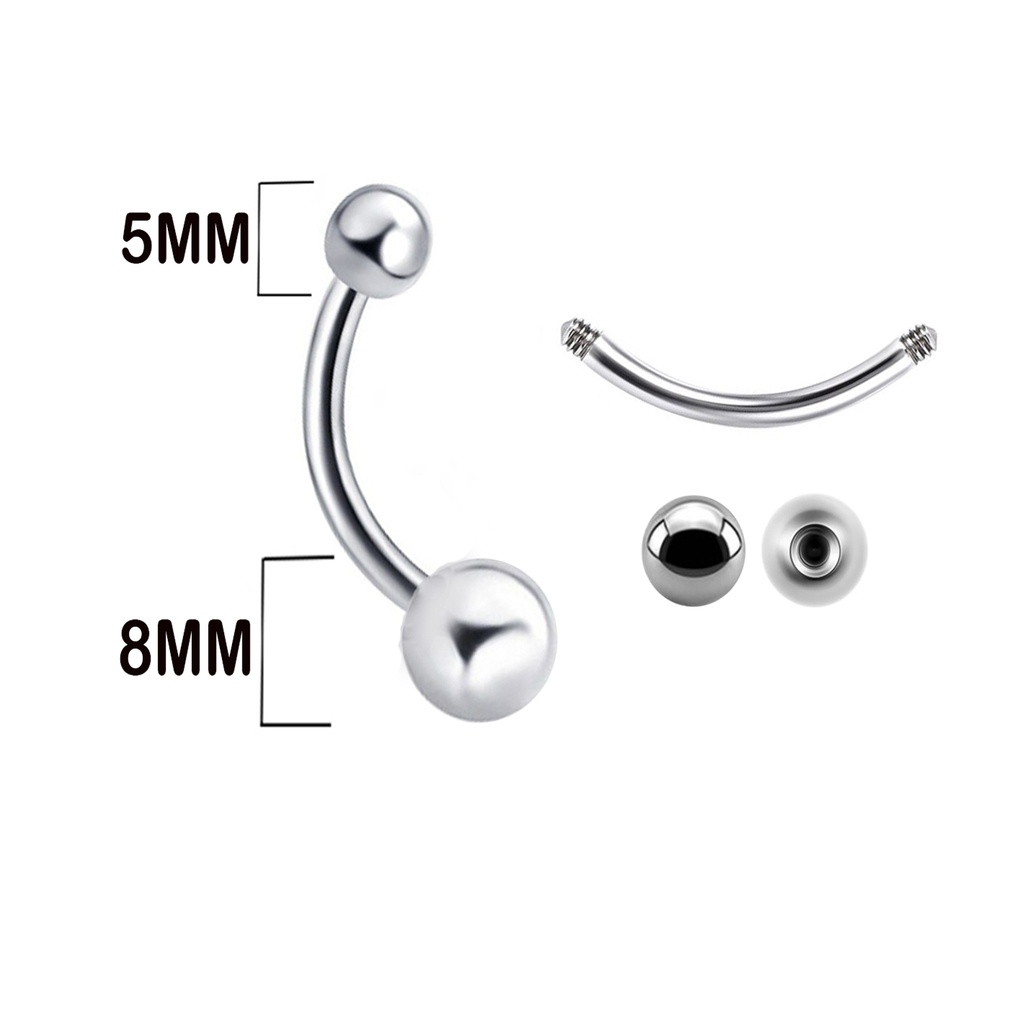 Steel 316L Bananabell with Screwballs (5+8mm) - 14GA(1.6mm) 