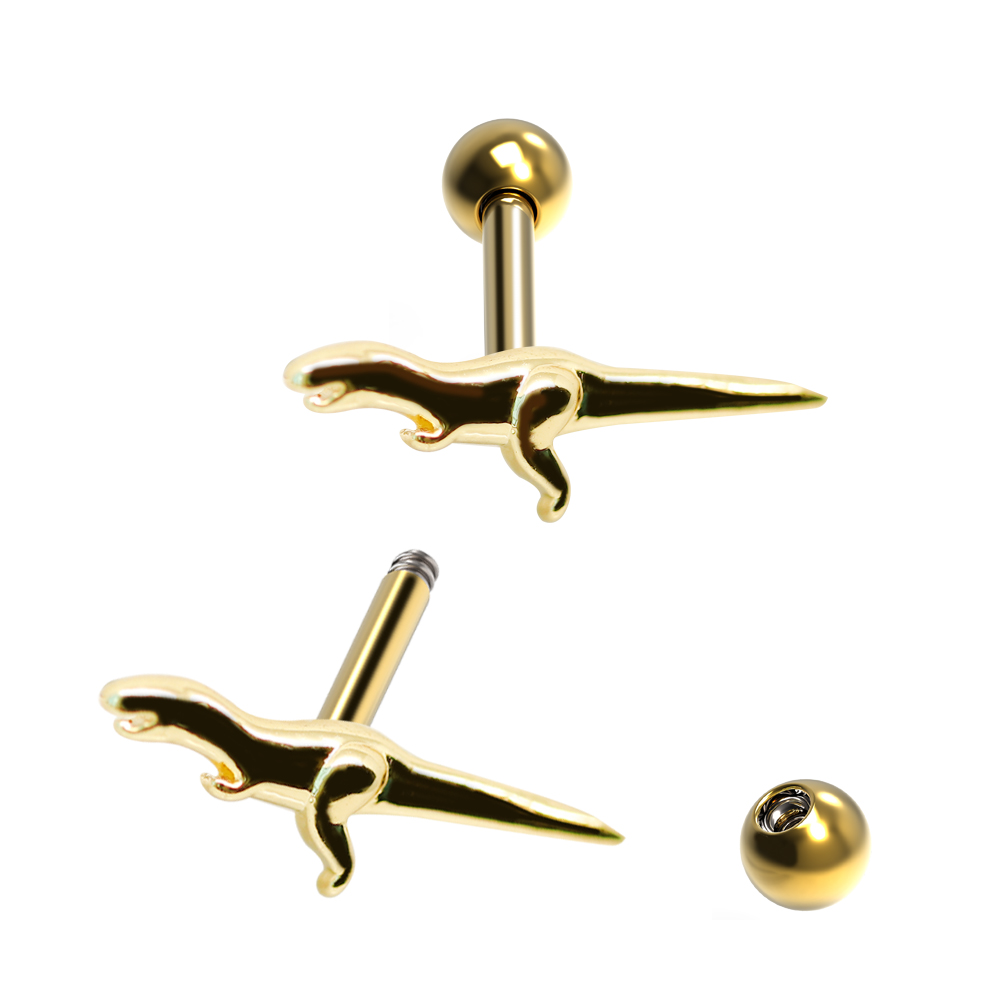 Steel 316L Barbell in Dinosaur Design