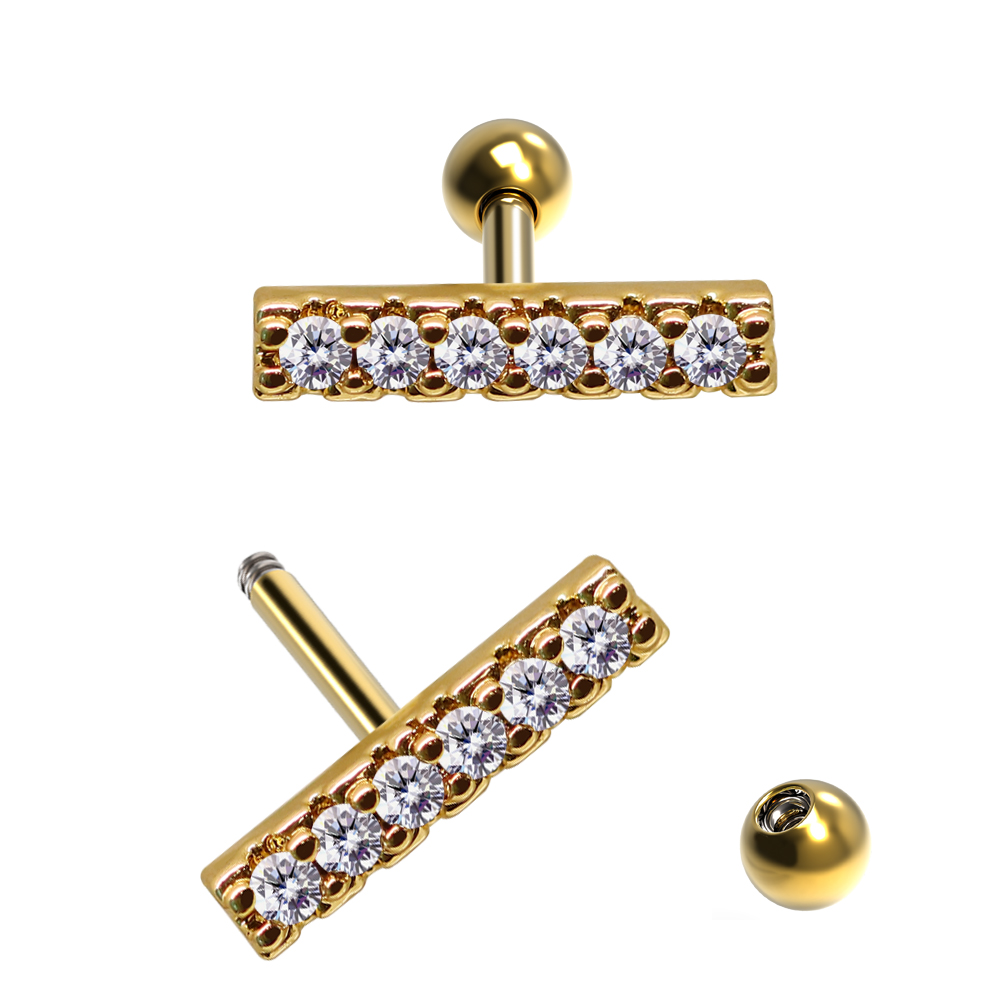 Steel 316L Barbell in Fashion Design with Crystals - CC Crystal Clear