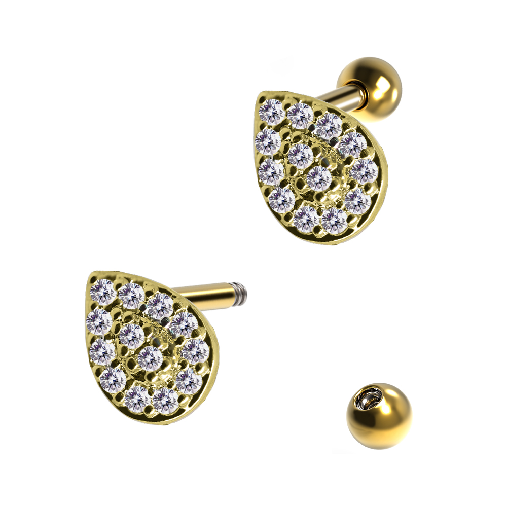 Steel 316L Barbell in Fashion Design with Crystals - CC Crystal Clear