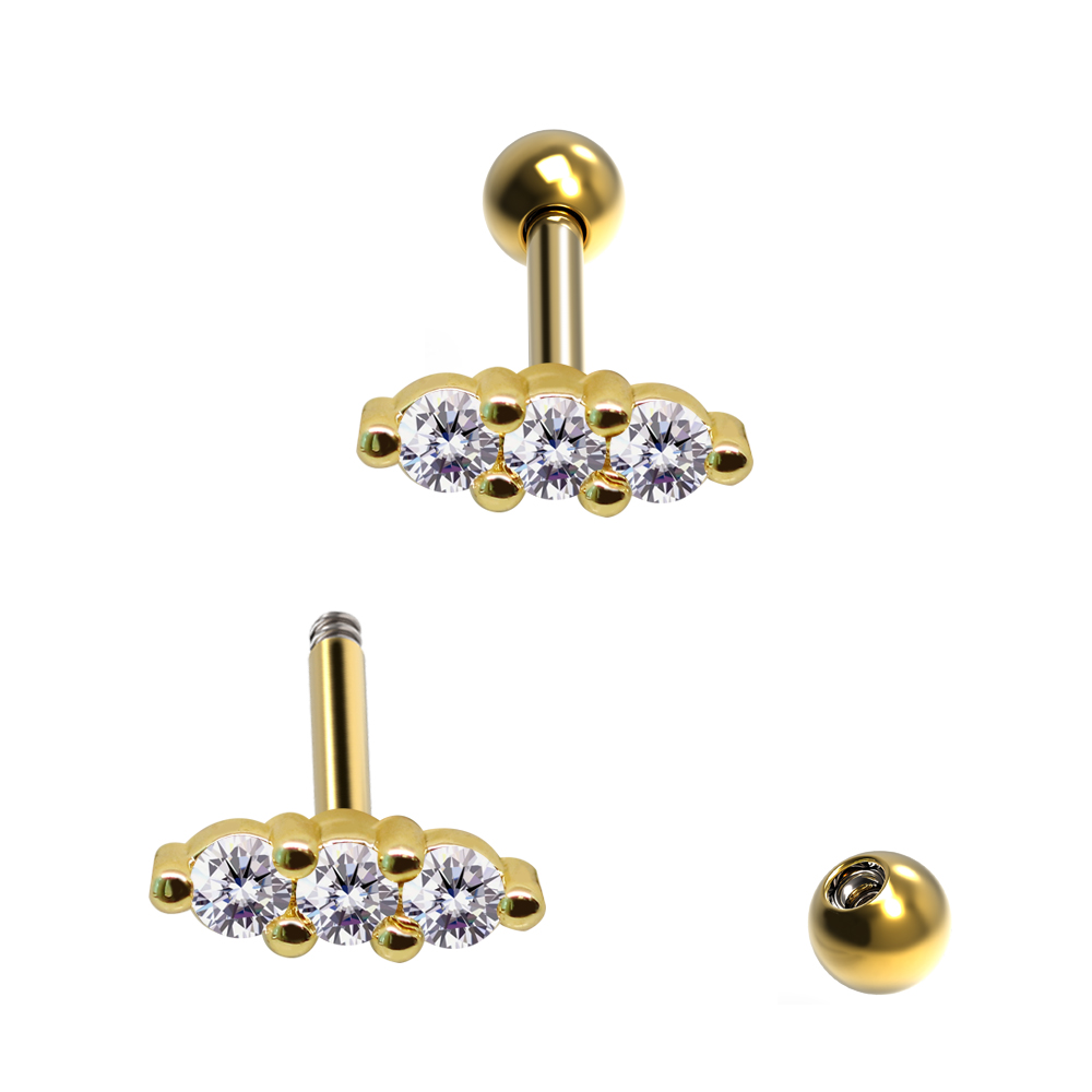 Steel 316L Barbell in Fashion Design with Crystals - CC Crystal Clear