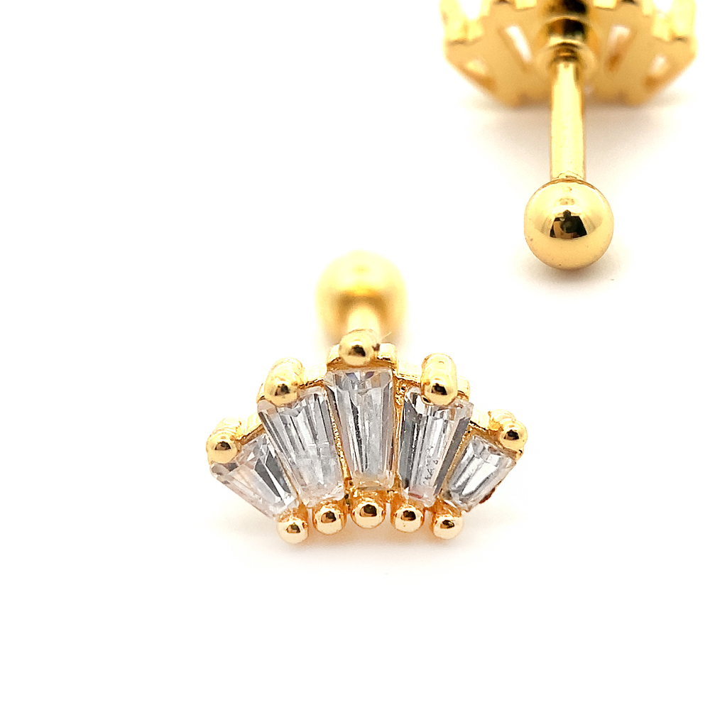 Steel 316L Barbell in Fashion Design with Crystals - CC Crystal Clear