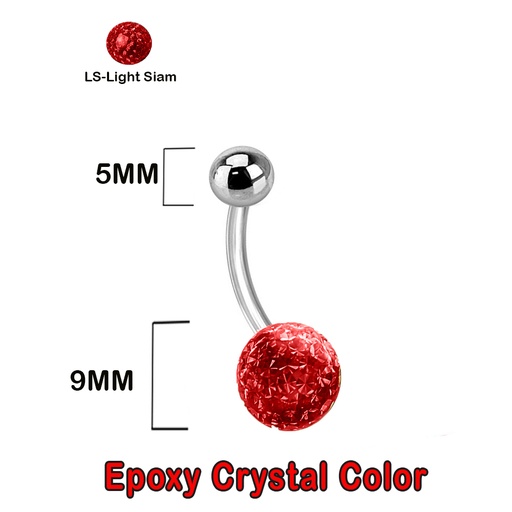 Steel 316L Bananabell with Single Epoxy Crystal (5+9mm) - 14GA(1.6mm)