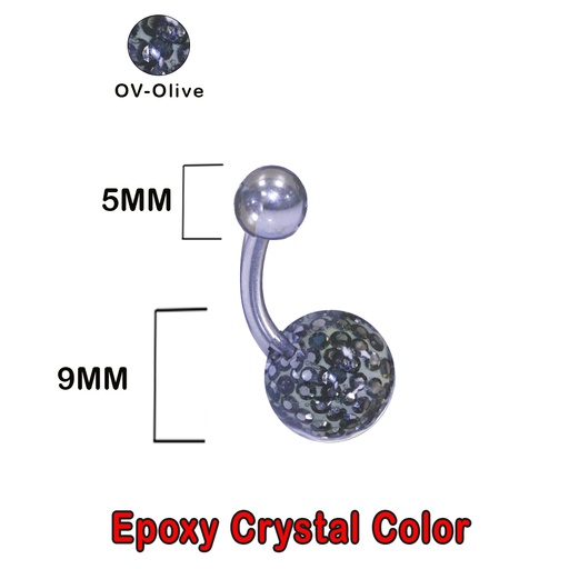 Steel 316L Bananabell with Single Epoxy Covered Balls (5+9mm) - 14GA(1.6mm)