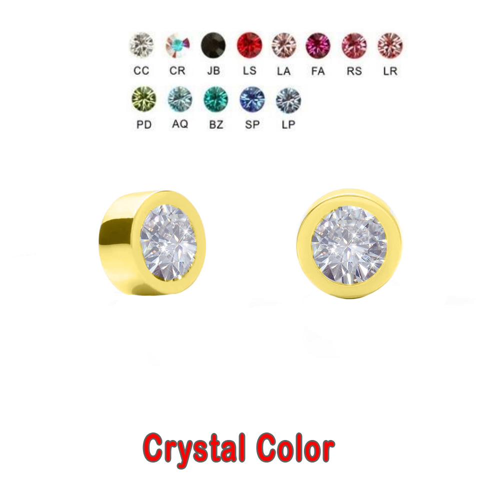 Steel 316L Gold PVD Titanium Coated Clip-in Flat Ball with Setted Crystal 
