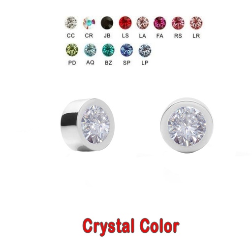 Steel 316L Clip-in Flat Ball with Flat Setted Crystal 