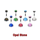 Steel 316L Bananabell with Double Setted Screw Opal Balls (5+8mm) - 14GA(1.6mm)