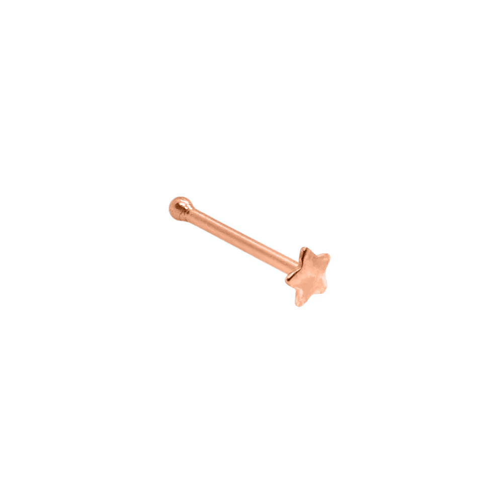 Steel 316L Rose Gold Ti-PVD Coated Nose Pin with Star Cut Disc - 18GA(1.0mm)