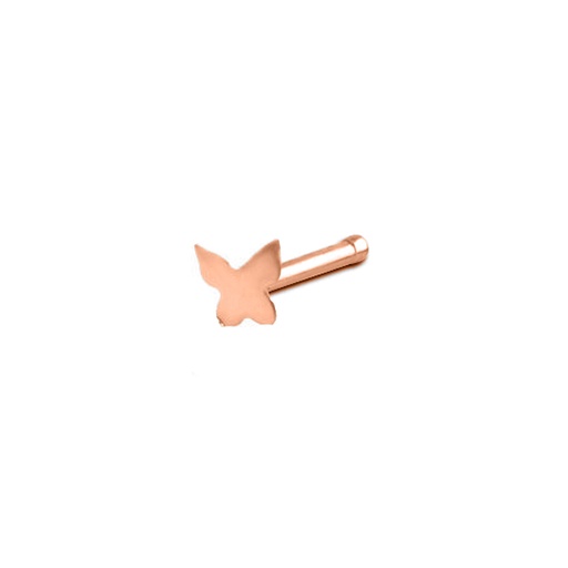 Steel 316L Rose Gold PVD Titanium Coated Nose Pin with Butterfly Cut - 18GA(1.0mm)