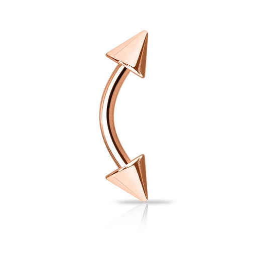Steel 316L Rose Gold Ti-PVD Coated Bananabell with Cone (3+3mm) - 16GA(1.2mm) 
