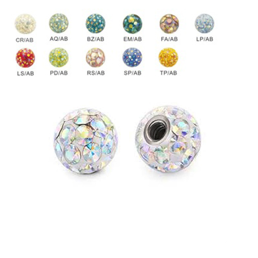 Steel 316L Screw Ball with Rainbow AB Epoxy Crystals - 16GA(1.2mm)