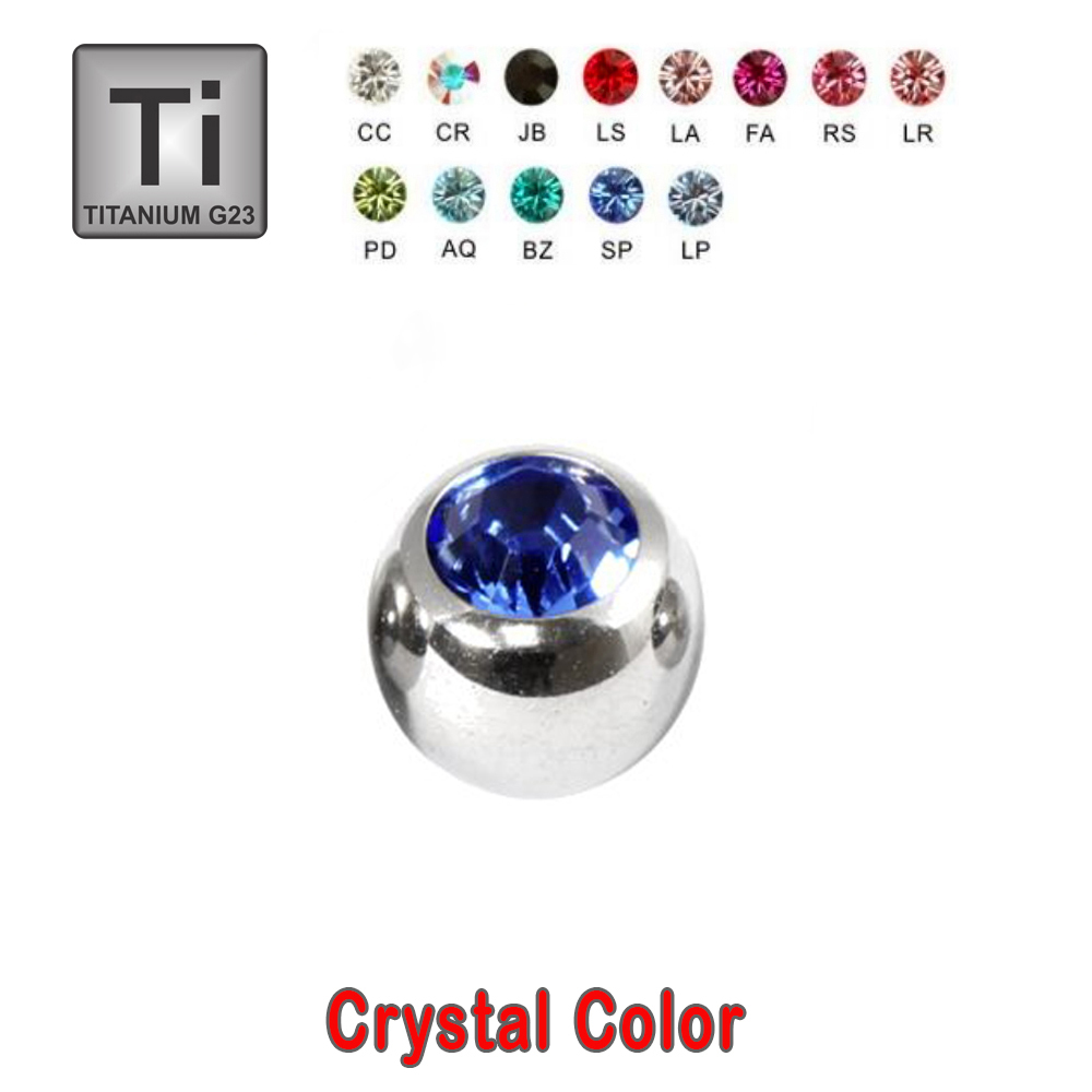 Titanium G23 Clip-in Ball with Setted Crystal 