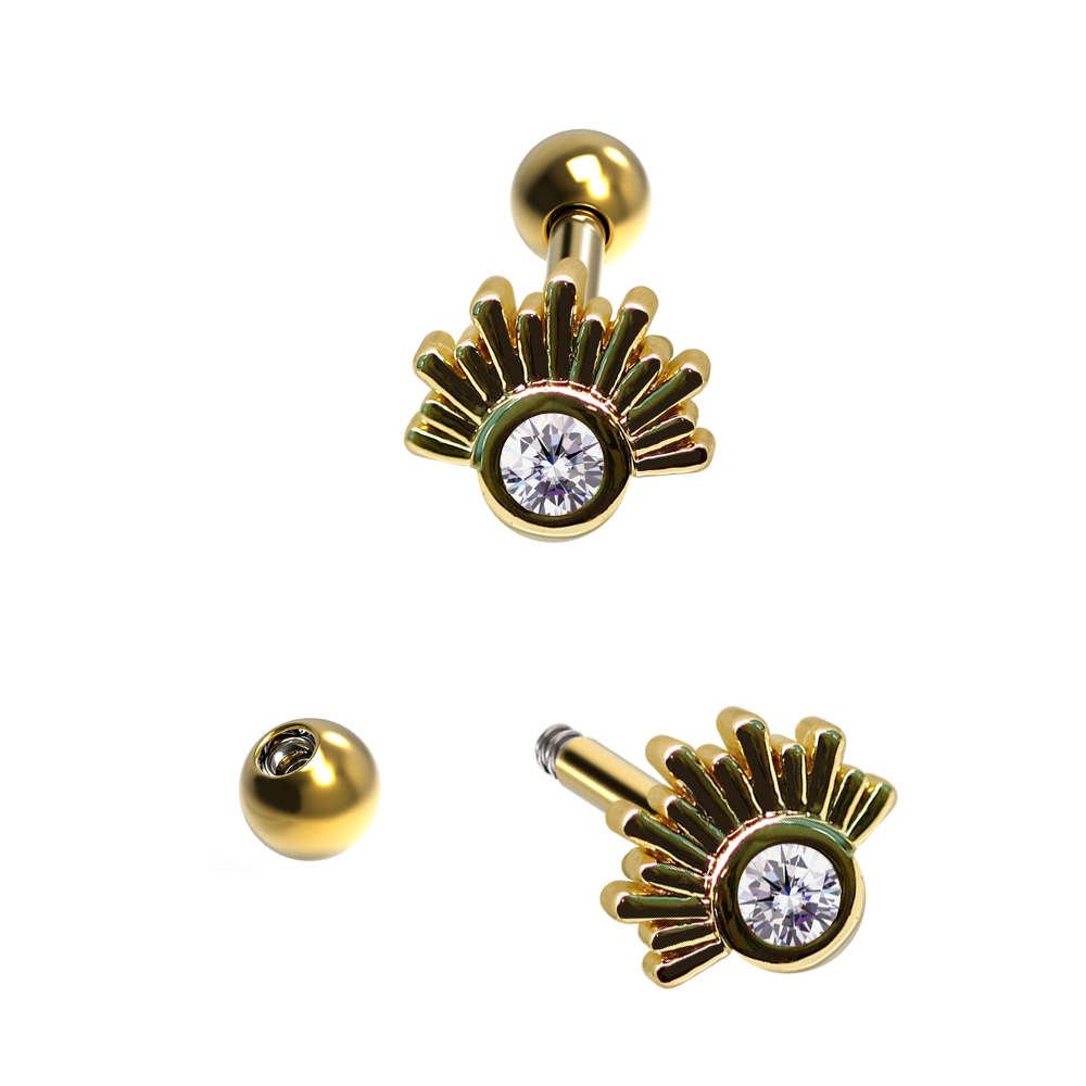 Steel 316L Barbell in Fashion Design with Crystals - CC Crystal Clear
