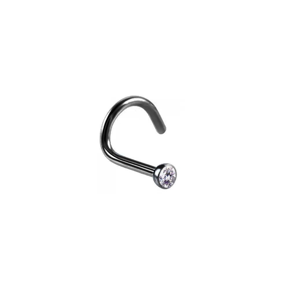 Steel 316L Black PVD Titanium Coated Nose Spiral with 2.5mm Crystal - 18GA(1.0mm)