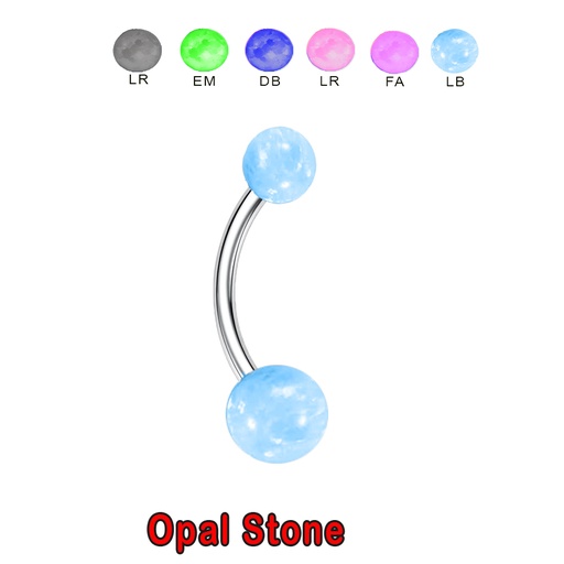 Steel 316L Bananabell with Double Screw Opal Balls (5+8mm) - 14GA(1.6mm)