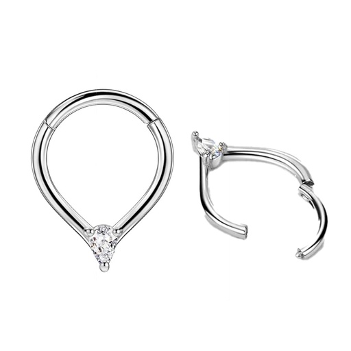 Steel 316L Hinged Segment Ring with Crystal