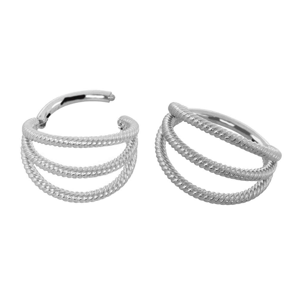 Steel 316L Hinged Segment Ring with 3 Twisted Bars- 16GA(1.2mm)