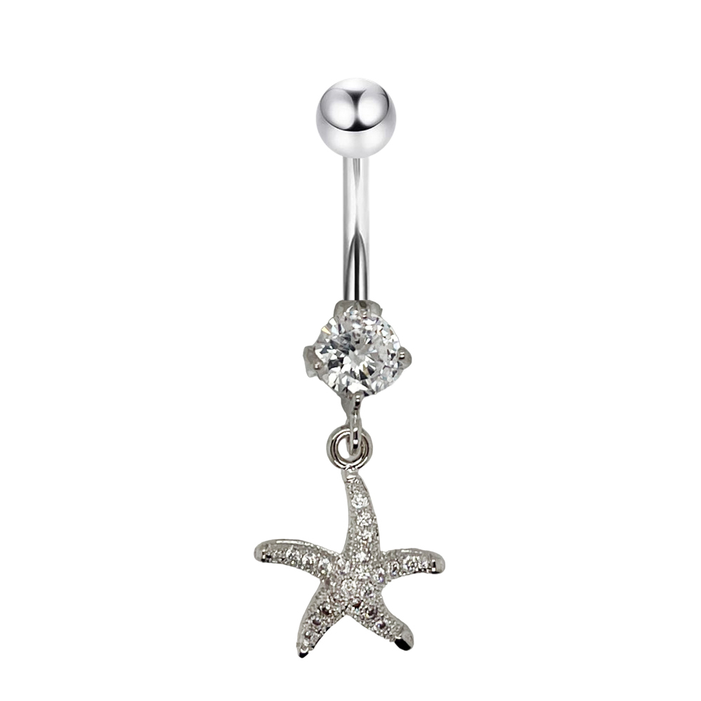 Steel 316L Belly Button Banana in Fashion Design- CC-Crystal Clear