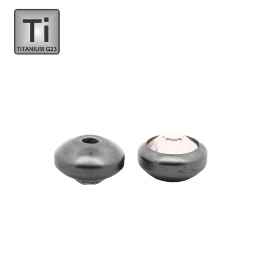 Titanium G23 Screw UFO Ball with Setted Flat Crystal - 14GA(1.6mm)