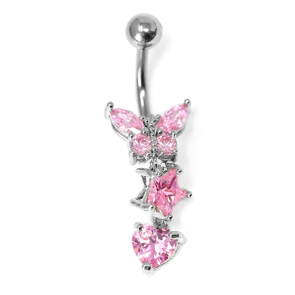 Steel 316L Belly Button Banana in Fashion Design with Crystal -14GA(1.6mm)