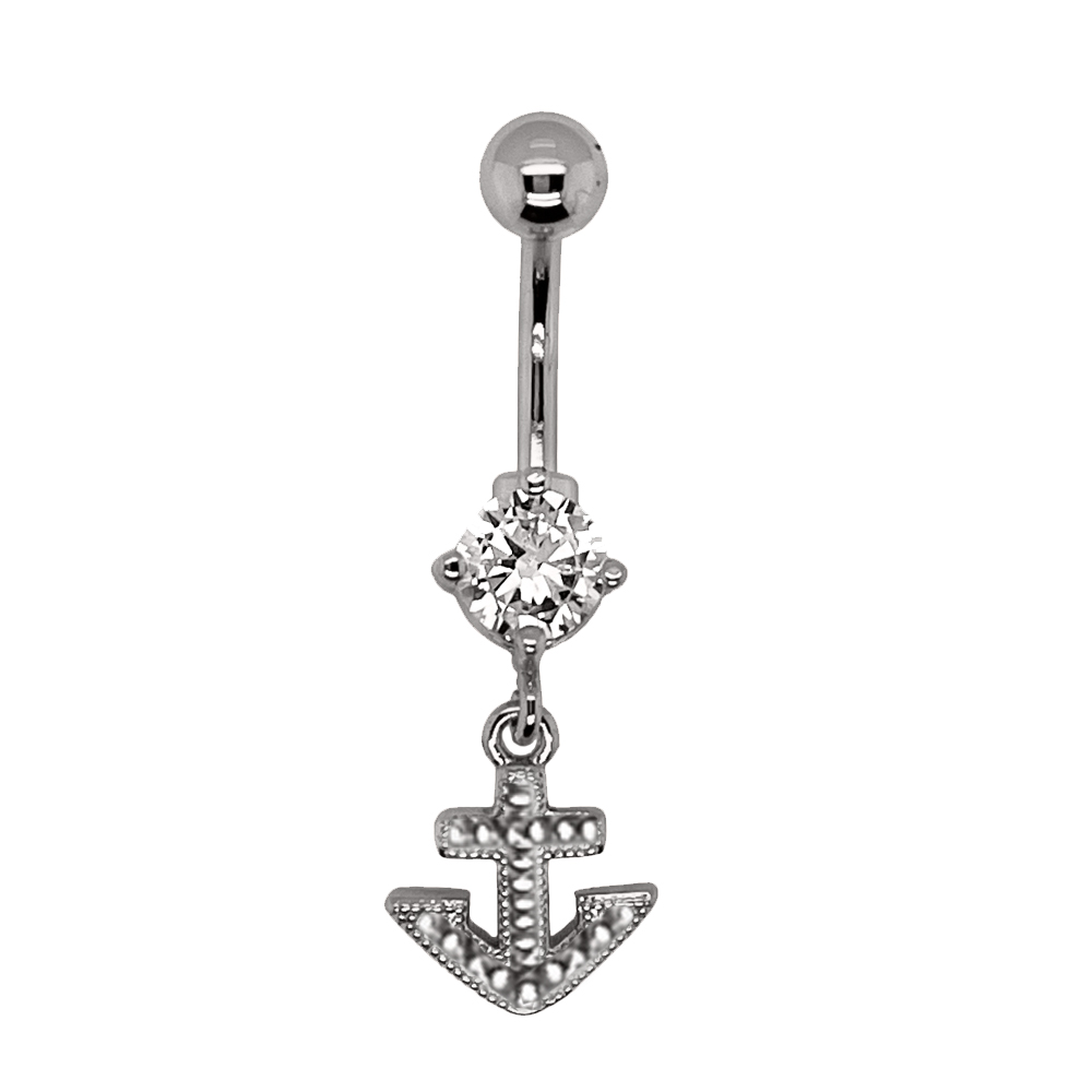 Titanium G23 Belly Button Banana in Fashion Design - CC -Crystal Clear -14GA(1.6mm)