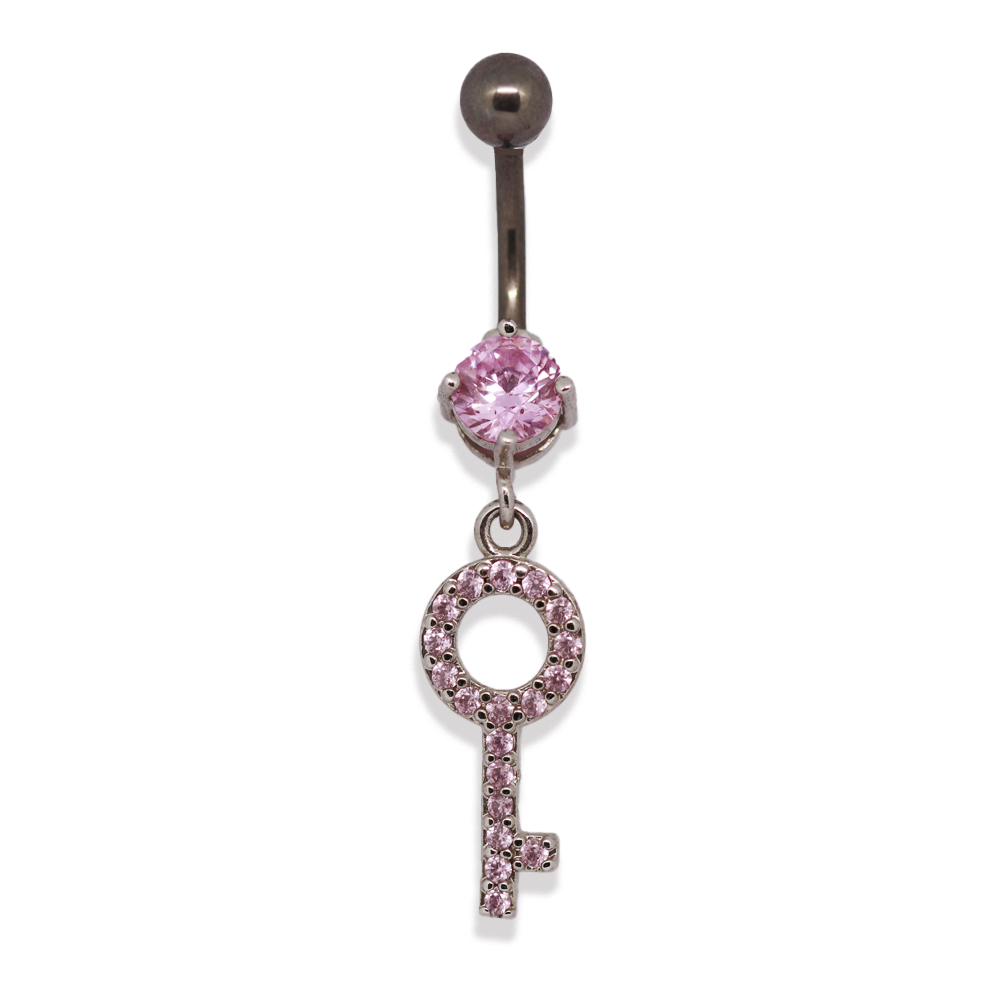 Titanium G23 Belly Button Banana in Fashion Design with Crystal -14GA(1.6mm)