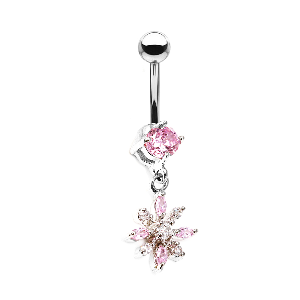 Titanium G23 Belly Button Banana in Fashion Design with Crystal -14GA(1.6mm)
