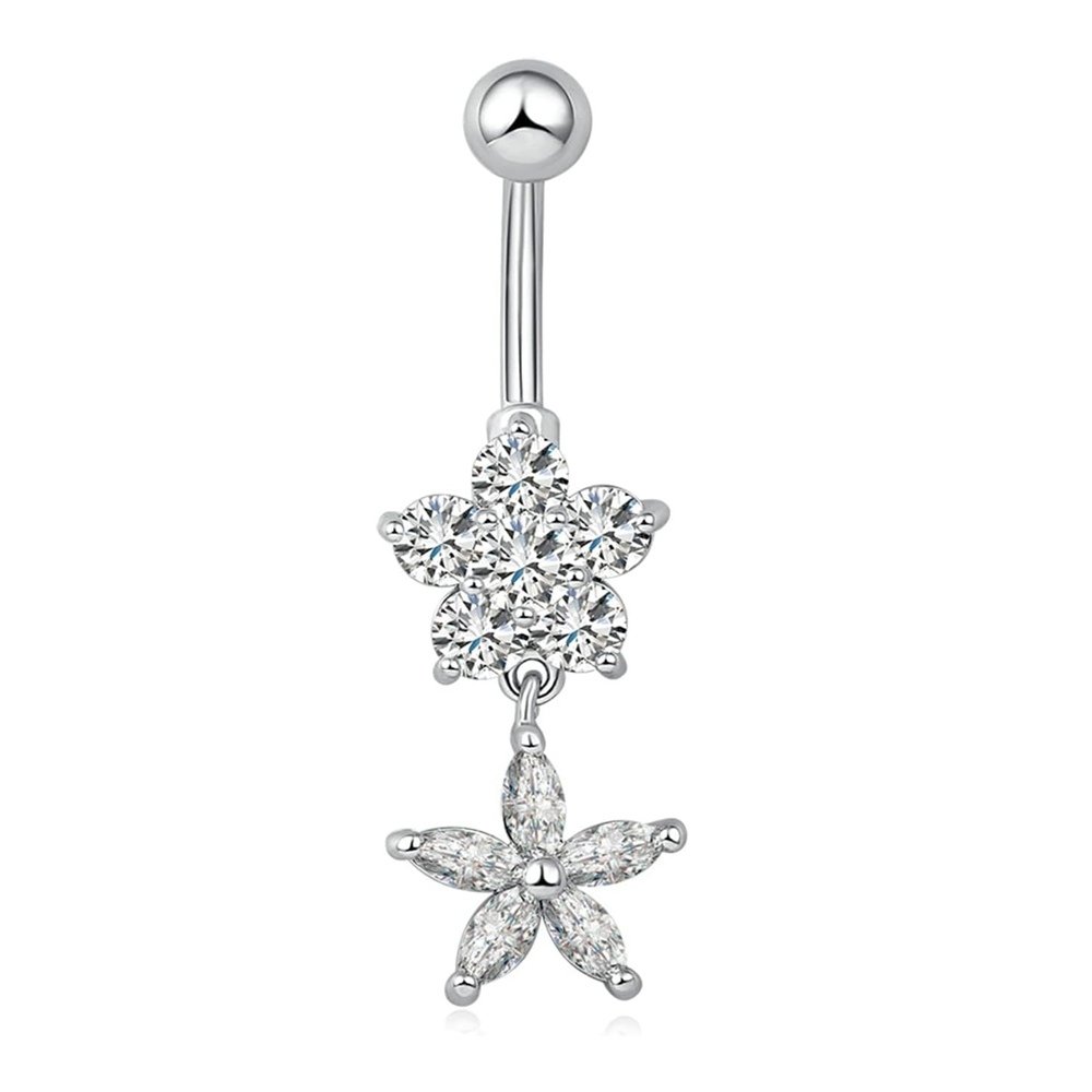 Titanium G23 Belly Button Banana in Fashion Design -CC Crystal Clear -14GA(1.6mm)