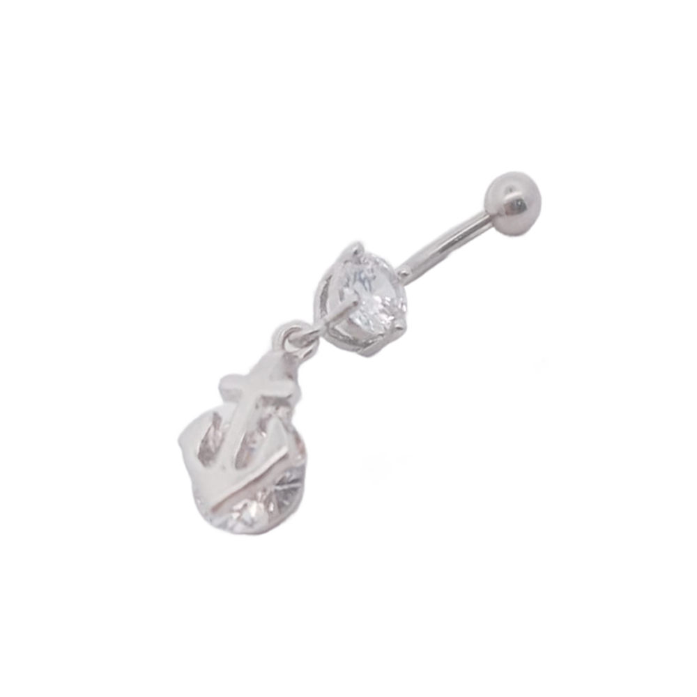 Titanium G23 Belly Button Banana in Fashion Design -CC Crystal Clear -14GA(1.6mm)