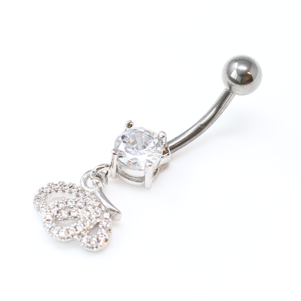 Titanium G23 Belly Button Banana in Fashion Design -CC Crystal Clear -14GA(1.6mm)