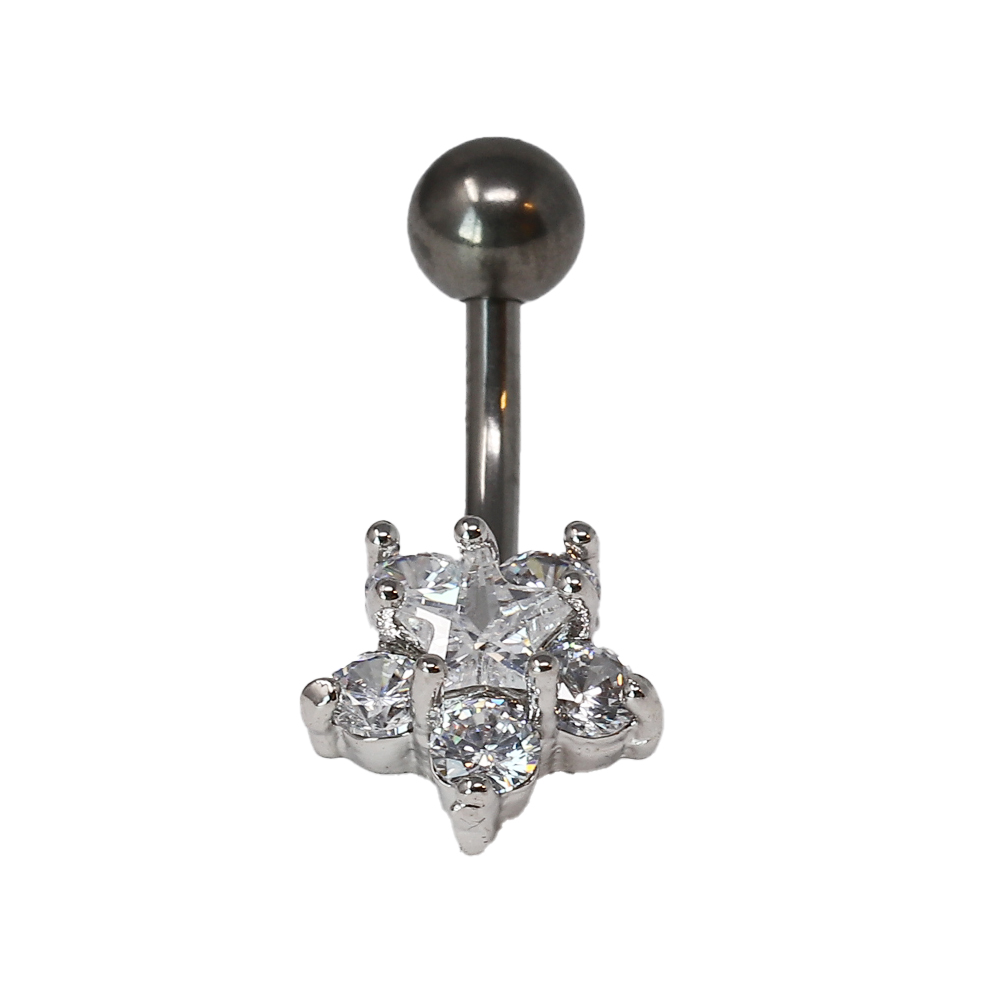 Titanium G23 Belly Button Banana in Fashion Design -CC Crystal Clear -14GA(1.6mm)