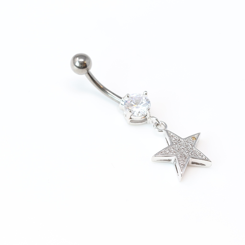 Titanium G23 Belly Button Banana in Fashion Design -CC Crystal Clear -14GA(1.6mm)