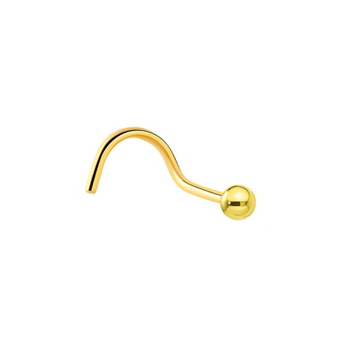 Steel 316L Gold Ti-PVD Coated Nose Spiral with Screwball - 18GA(1.0mm)