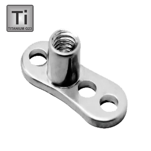 Titanium G23 Dermal Anchor only Base Plate with Three Holes (2.5x7mm) - 14GA(1.6mm)