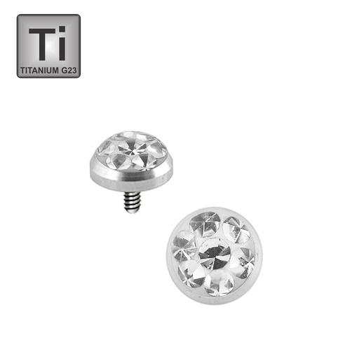 Titanium G23 Dermal Anchor with Flat Epoxy Ferido Crystals Disc - 16GA(1.2mm)