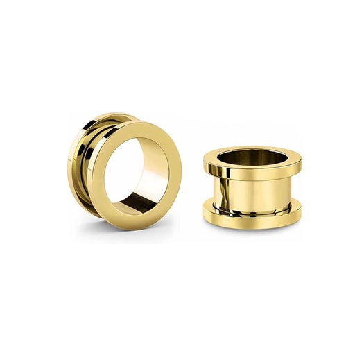 Steel 316L Gold Ti-PVD Coated Hard Edge Tunnel, External Thread 