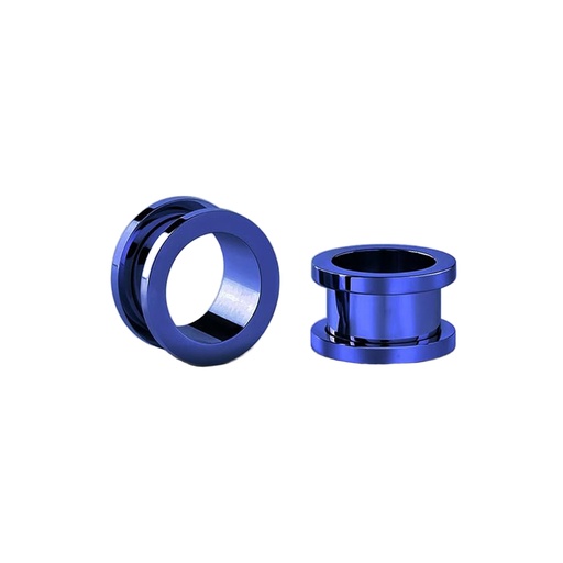 Steel 316L Blue PVD Titanium Coated Hard Edge Tunnel, External Thread 