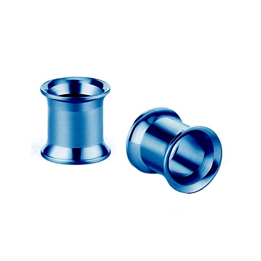 Steel 316L Blue PVD Titanium Coated Double Flared Tunnel with Internal Thread 