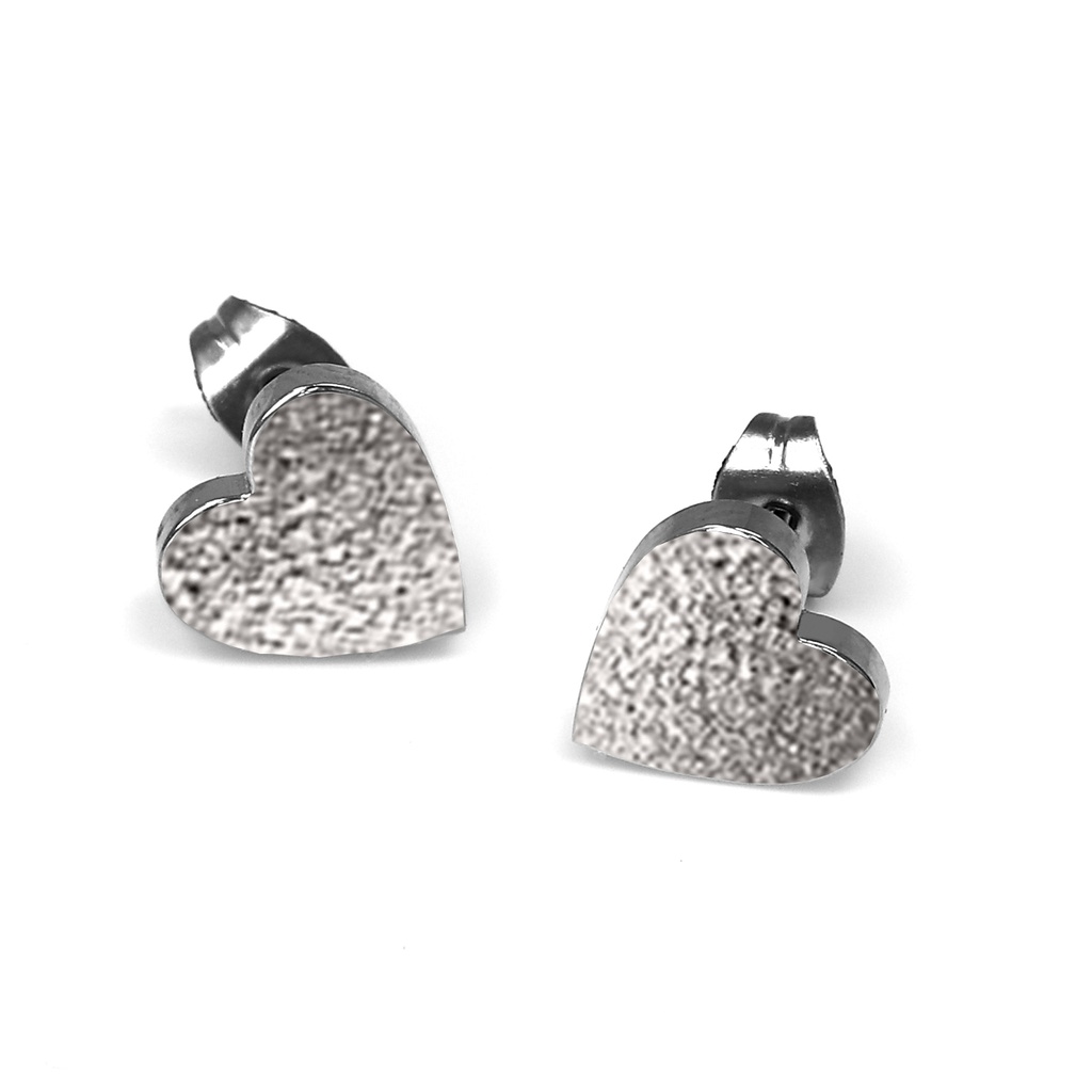 Steel 316L Ear Stud in Sand Blasted Heart Design 