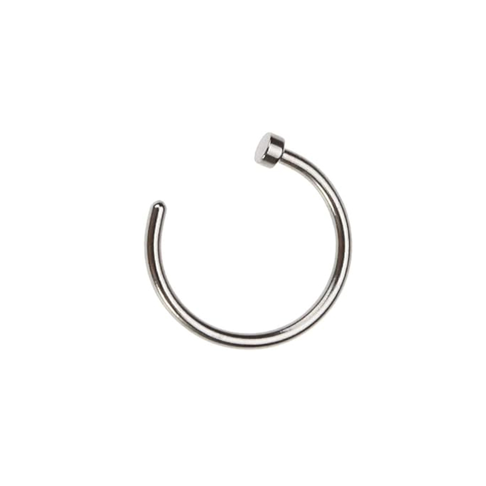 Steel 316L Open Ring Nose Stud with Flat Disc - 18GA(1.0mm)