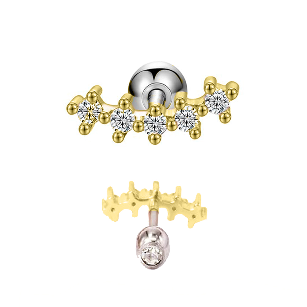 Steel 316L Barbell in Fashion Design with Crystals - CC Crystal Clear 